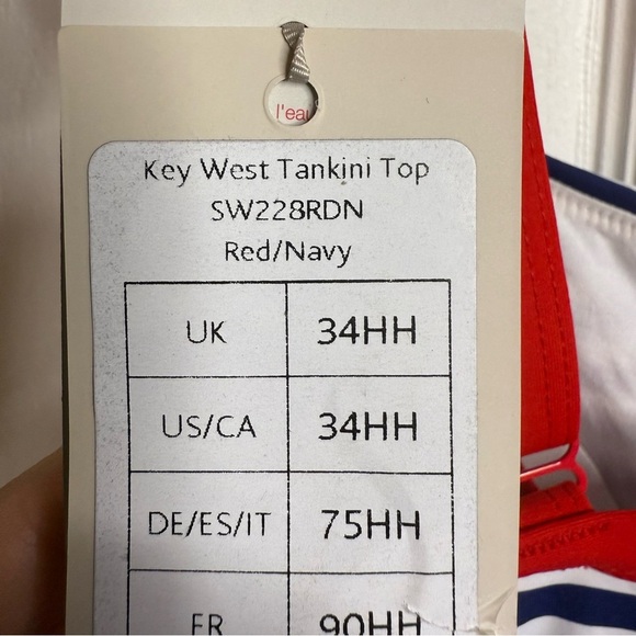 Bravissimo Red White Blue Color Block Tankini Top with Underwire Size 34HH NWT - Picture 5 of 11